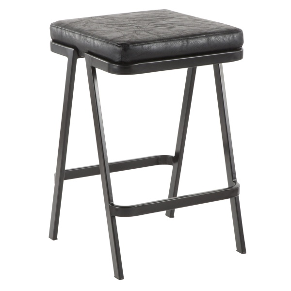 Seven-Industrial-Counter-Stool-in-Black-Metal-and-Black-Faux-Leather-by-Lumisource