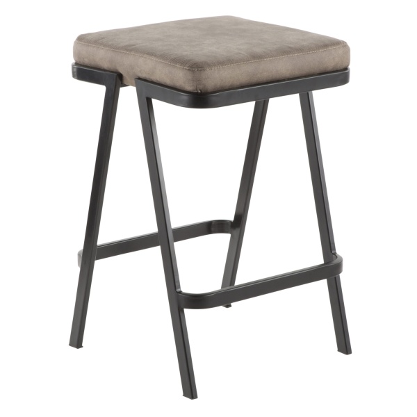 Seven-Industrial-Counter-Stool-in-Black-Metal-and-Grey-Cowboy-Fabric-by-Lumisource