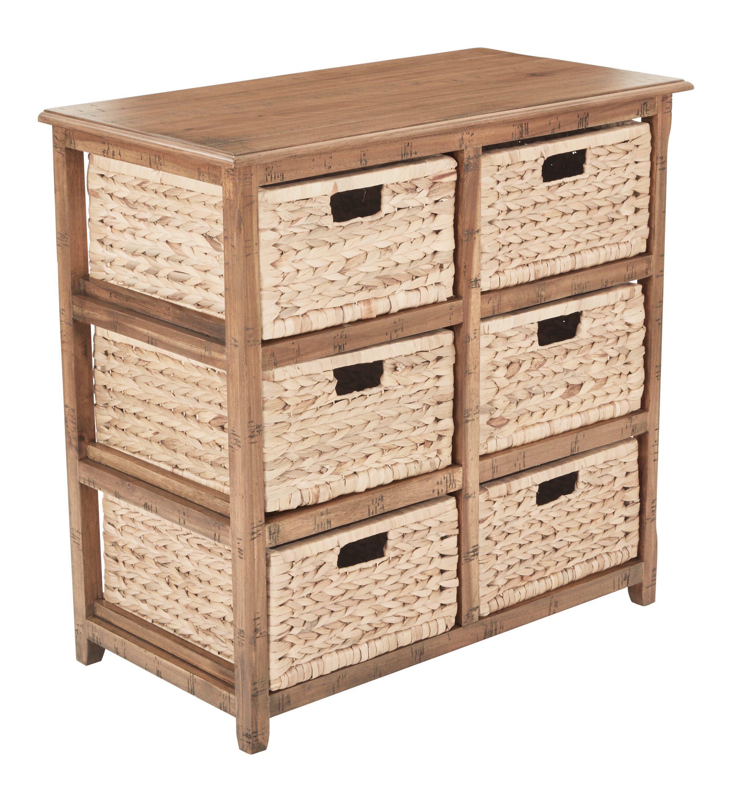 Office Star OSP Designs 6-Drawer Storage Unit, Distressed Toffee