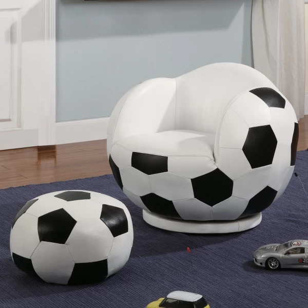 Small-Kids-Sports-Chair-and-Ottoman-Set-with-White-Black-Vinyl-Upholstery-Soccer-Theme-by-Coaster-Fine-Furniture