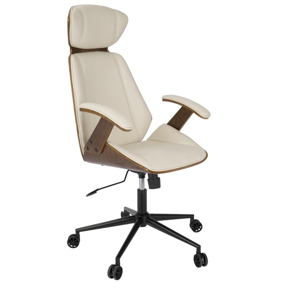 Spectre-Mid-Century-Modern-Adjustable-Office-Chair-in-Walnut-Wood-and-Cream-Faux-Leather-by-LumiSource