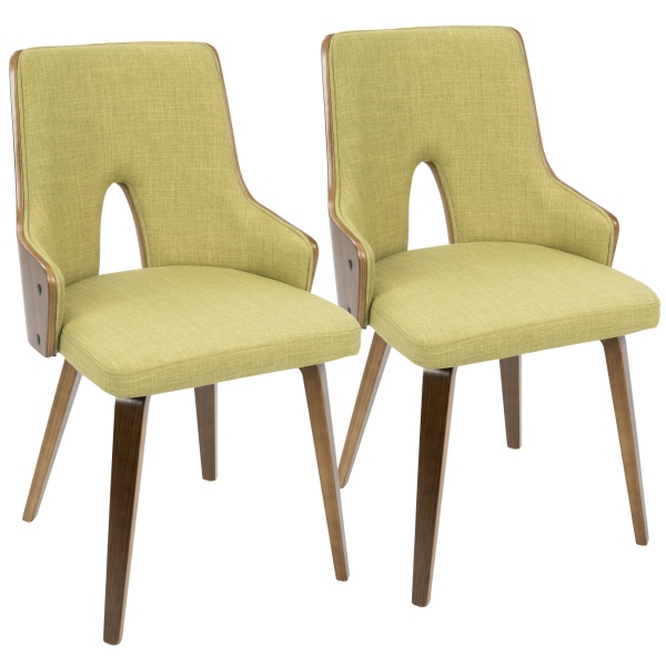 Stella-Mid-Century-Modern-DiningAccent-Chair-in-Walnut-with-Green-Fabric-by-LumiSource-Set-of-2