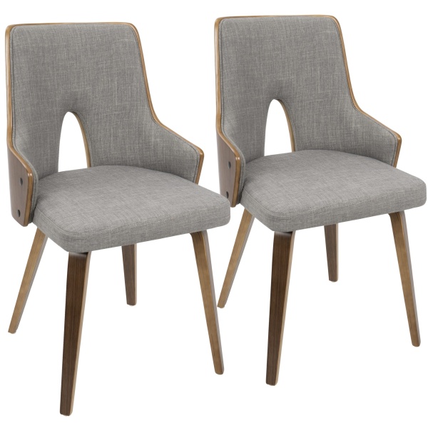 Stella-Mid-Century-Modern-DiningAccent-Chair-in-Walnut-with-Light-Grey-Fabric-by-LumiSource-Set-of-2