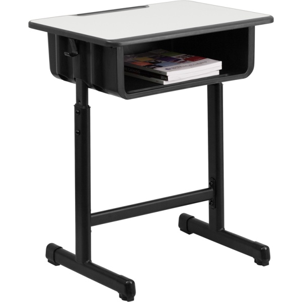 Student-Desk-with-Grey-Top-and-Adjustable-Height-Black-Pedestal-Frame-by-Flash-Furniture