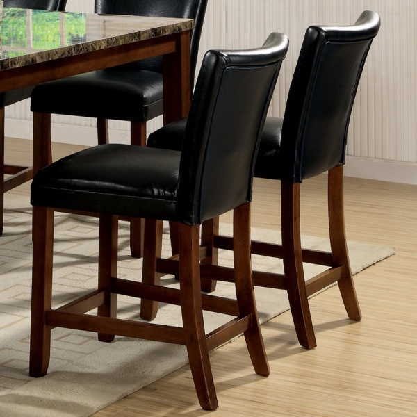 Telegraph-Bar-Stool-with-Cherry-Finish-with-Black-Leather-like-Vinyl-Upholstery-Set-of-2-by-Coaster-Fine-Furniture