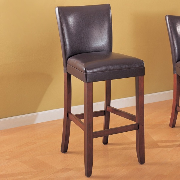 Telegraph-Bar-Stool-with-Cherry-Finish-with-Brown-Leather-like-Vinyl-Upholstery-Set-of-2-by-Coaster-Fine-Furniture