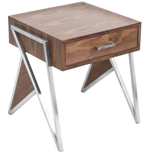 Tetra-End-Table-in-Walnut-Stainless-Steel-by-LumiSource