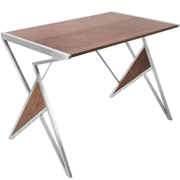 Tetra-Office-Desk-in-Walnut-Stainless-Steel-by-LumiSource