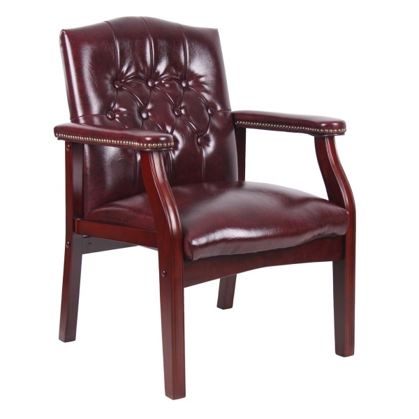 Tufted-Guest-Chair-with-Mahogany-Finish-with-Burgundy-Caressoft-Upholstery-by-Boss-Office-Products