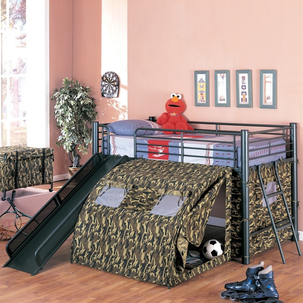 Twin G.I. Loft Bed With Slide And Tent By Coaster Fine Furniture ...