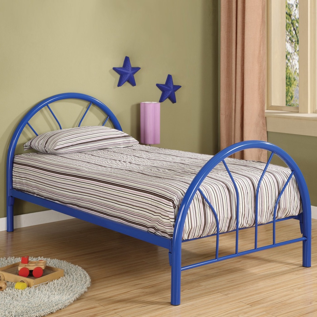 Twin Rounded Metal Bed With Blue Finish By Coaster Fine Furniture ...