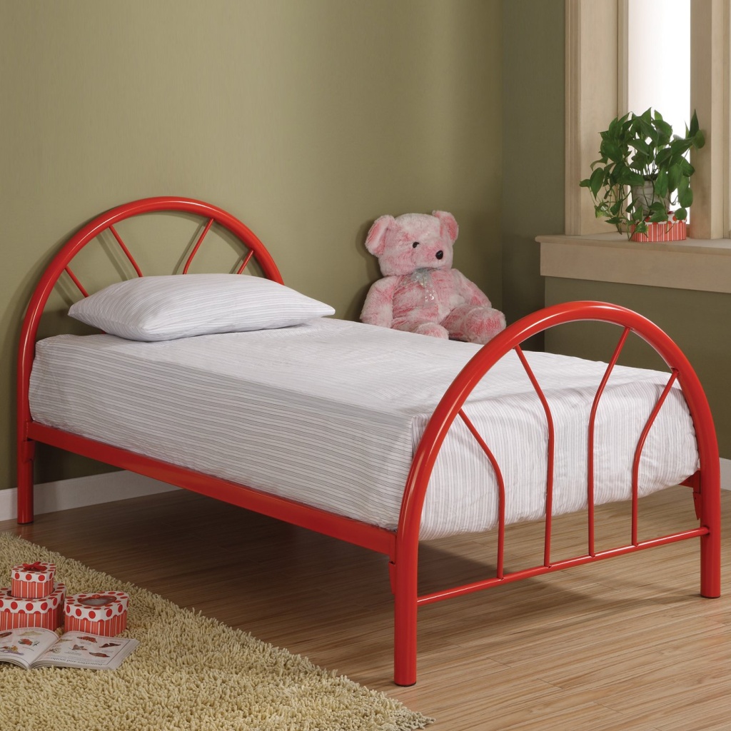 Twin Rounded Metal Bed With Red Finish By Coaster Fine Furniture ...