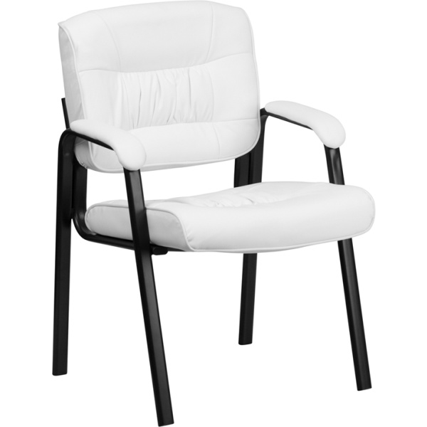 White-Leather-Executive-Side-Reception-Chair-with-Black-Frame-Finish-by-Flash-Furniture