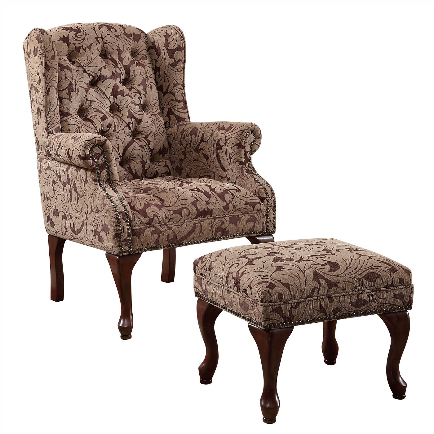 Wing chair with online ottoman